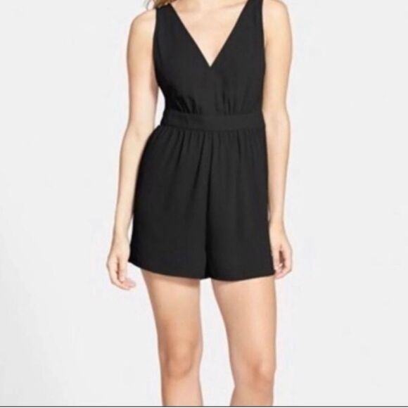 Anthropologie Leith Romper Size XS Black‎ Classic Simple Minimal Summer - Picture 1 of 11
